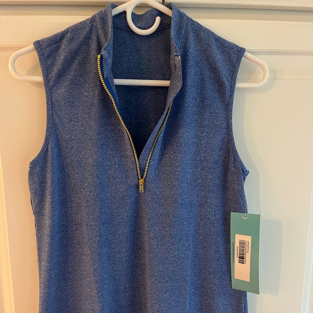 Allie Burke  Sleeveless Mock Zip-Up Polo